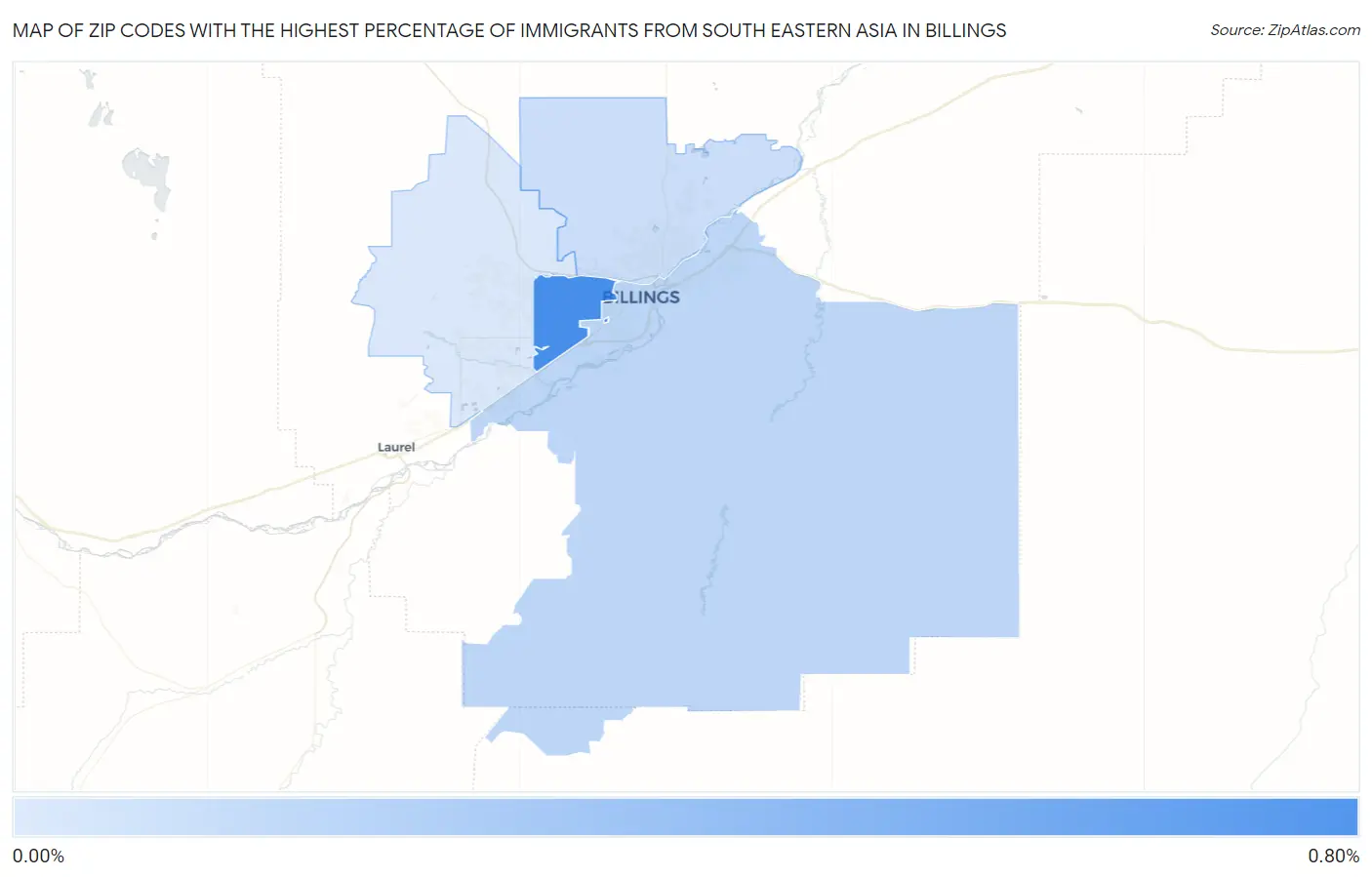 Zip Codes with the Highest Percentage of Immigrants from South Eastern Asia in Billings Map