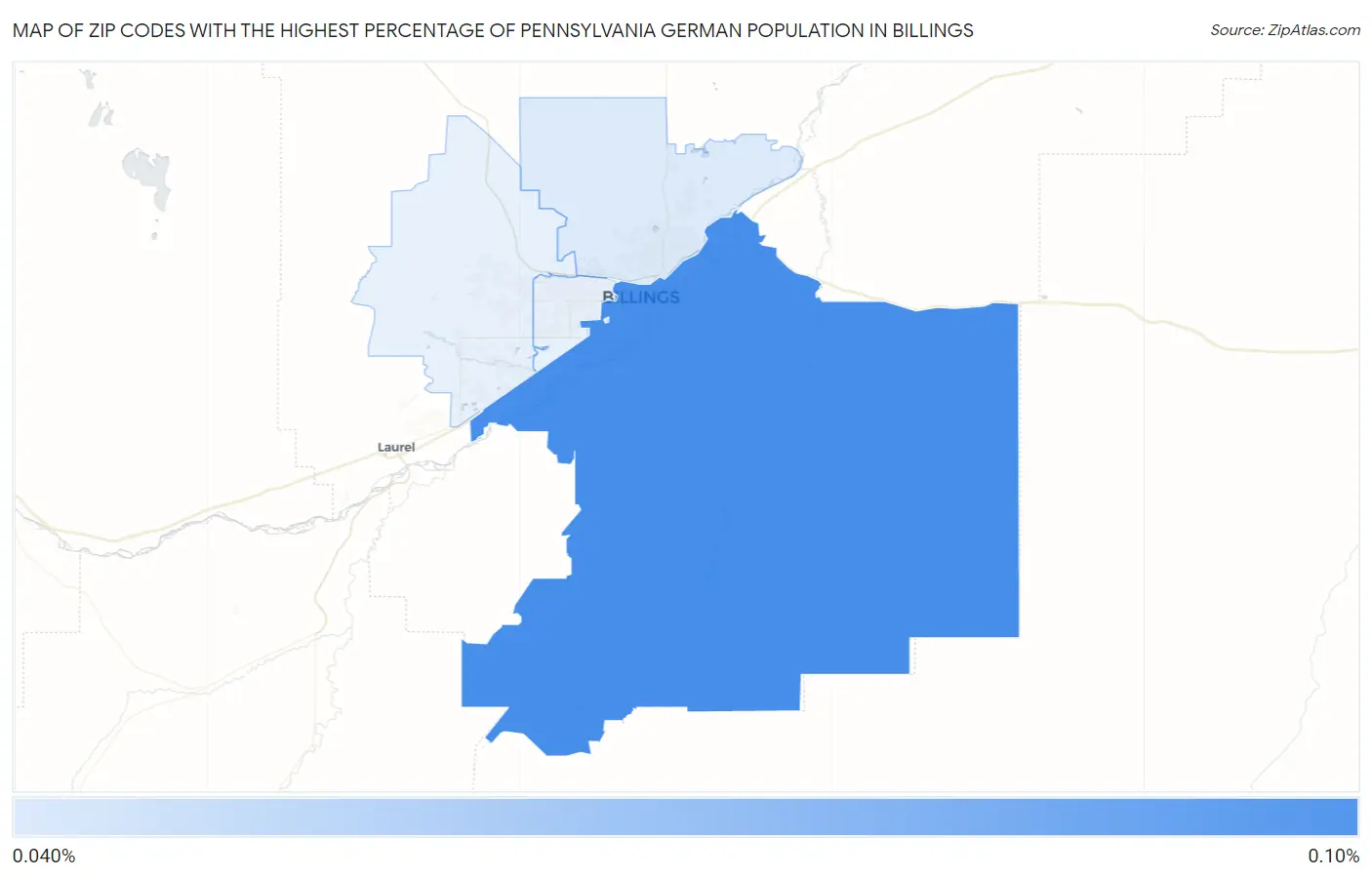 Zip Codes with the Highest Percentage of Pennsylvania German Population in Billings Map