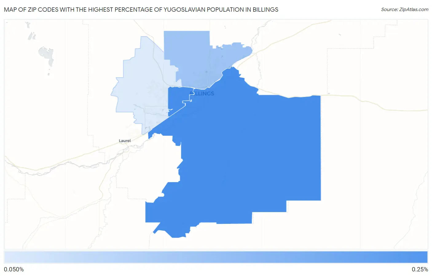 Zip Codes with the Highest Percentage of Yugoslavian Population in Billings Map