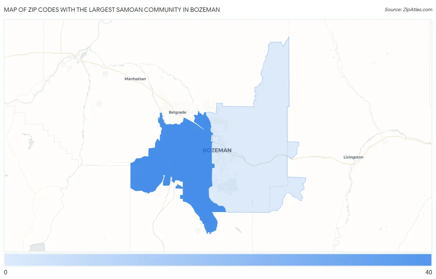 Zip Codes with the Largest Samoan Community in Bozeman Map