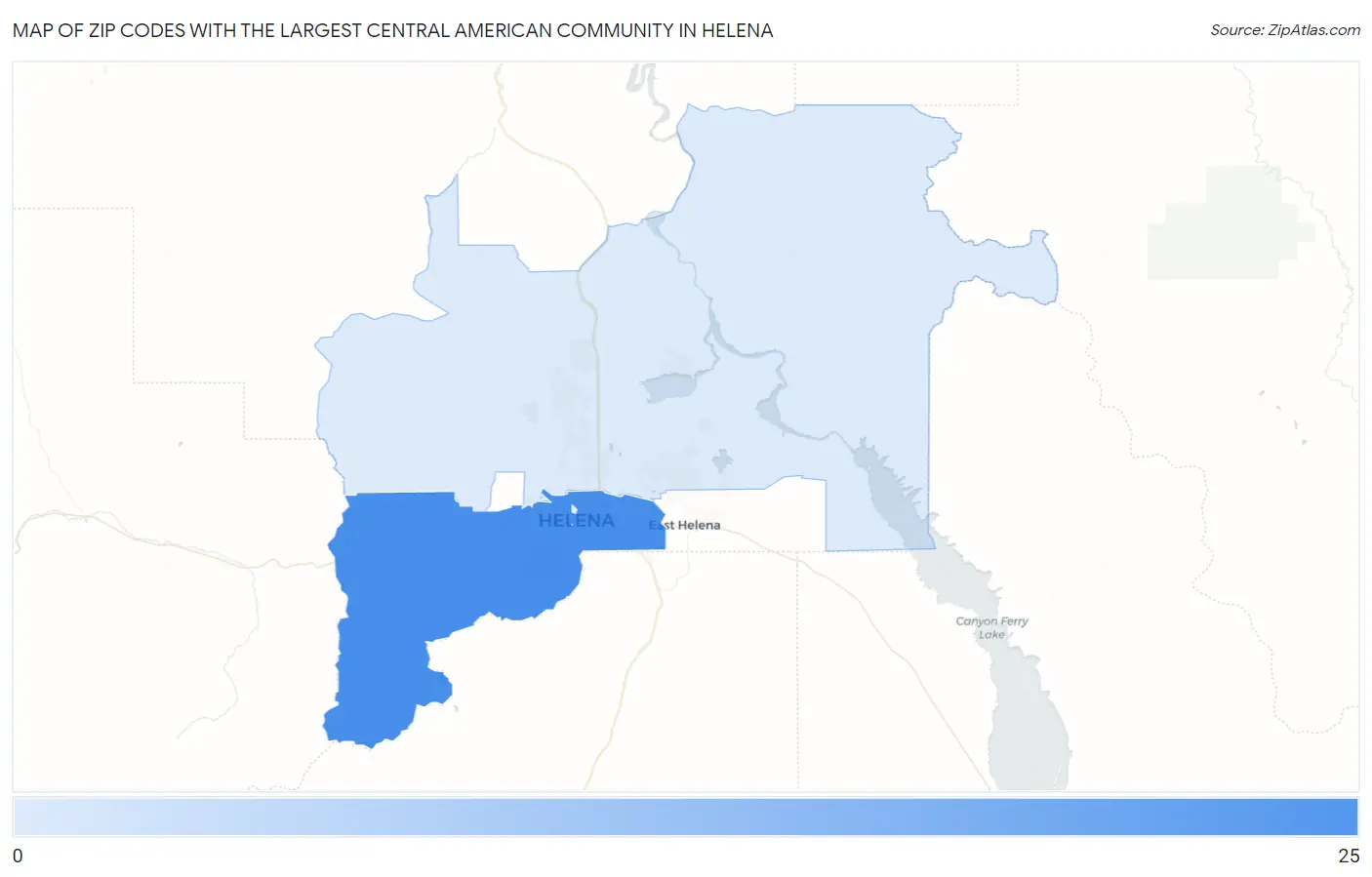 Zip Codes with the Largest Central American Community in Helena Map