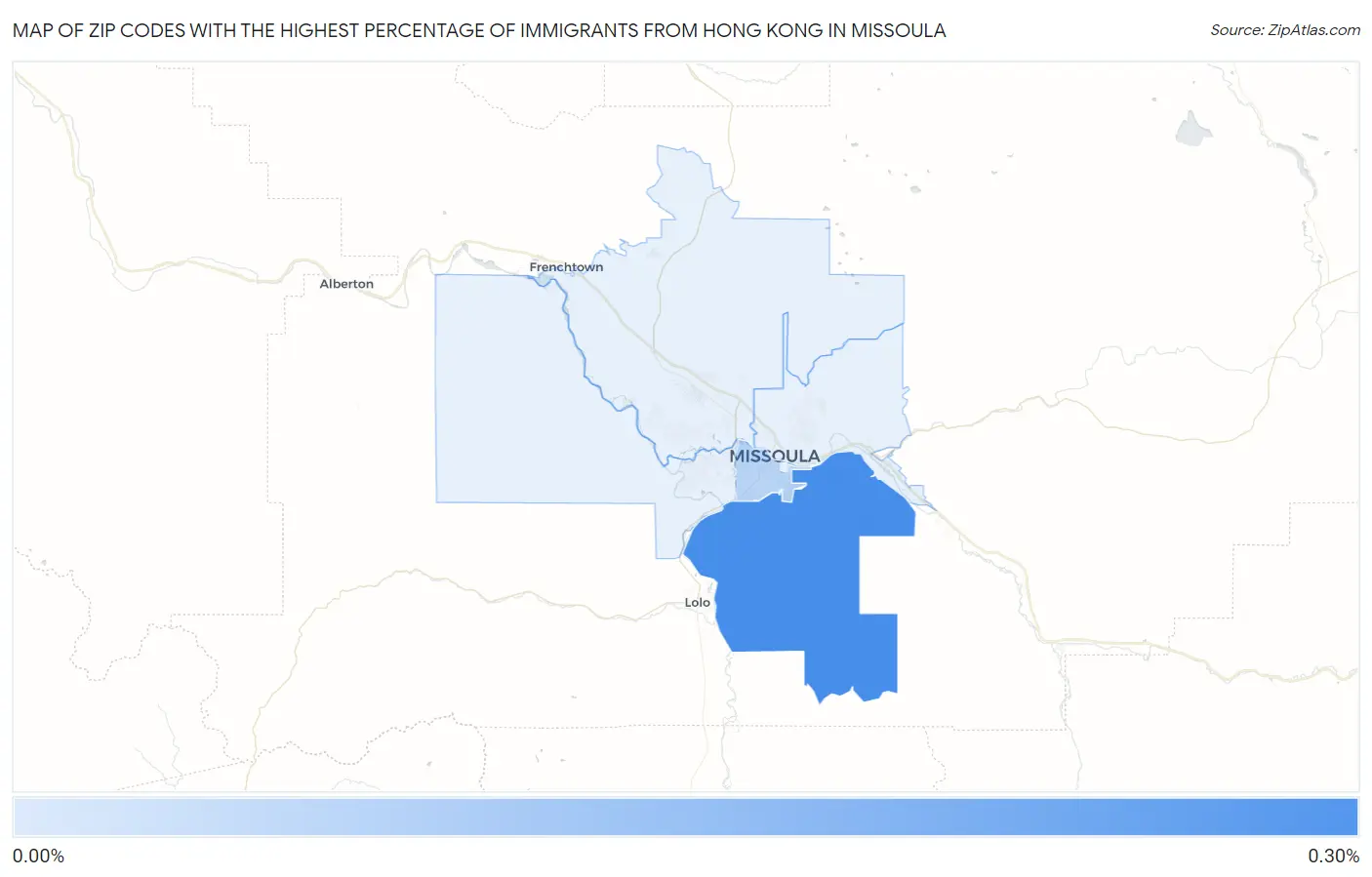 Zip Codes with the Highest Percentage of Immigrants from Hong Kong in Missoula Map