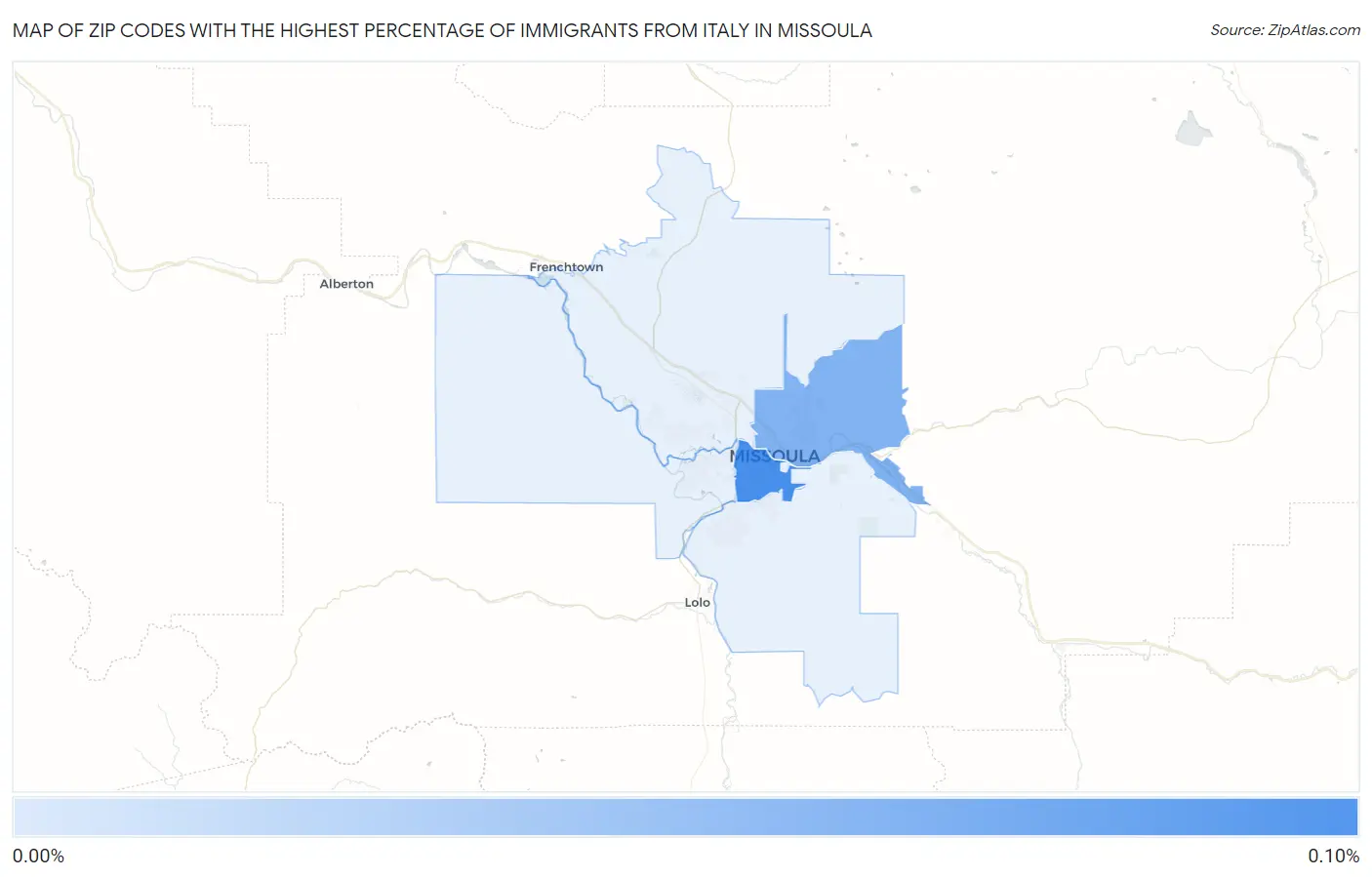 Zip Codes with the Highest Percentage of Immigrants from Italy in Missoula Map