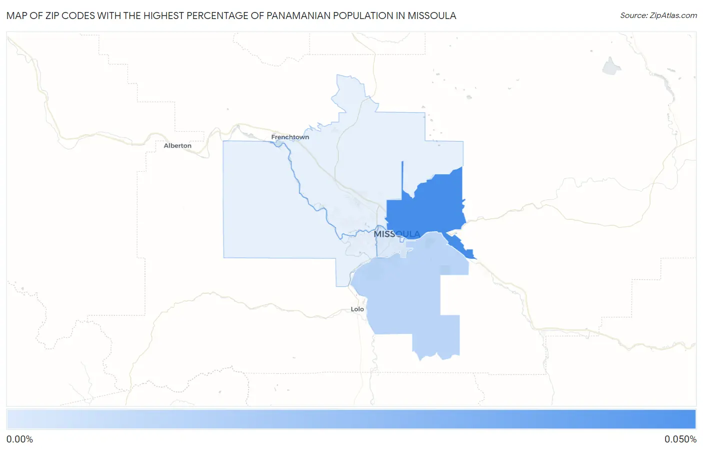 Zip Codes with the Highest Percentage of Panamanian Population in Missoula Map