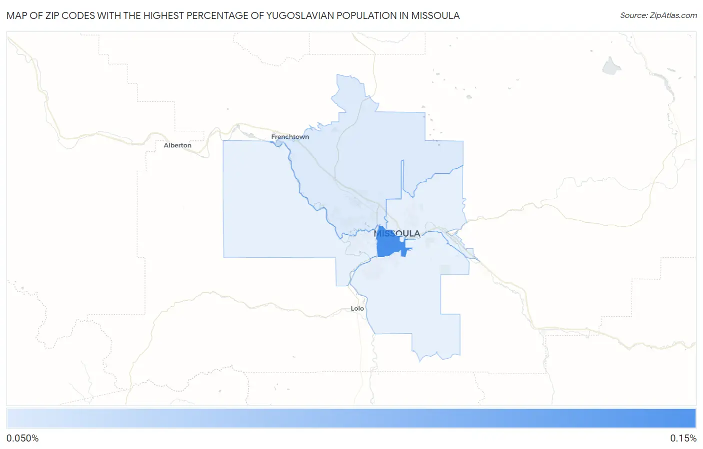 Zip Codes with the Highest Percentage of Yugoslavian Population in Missoula Map
