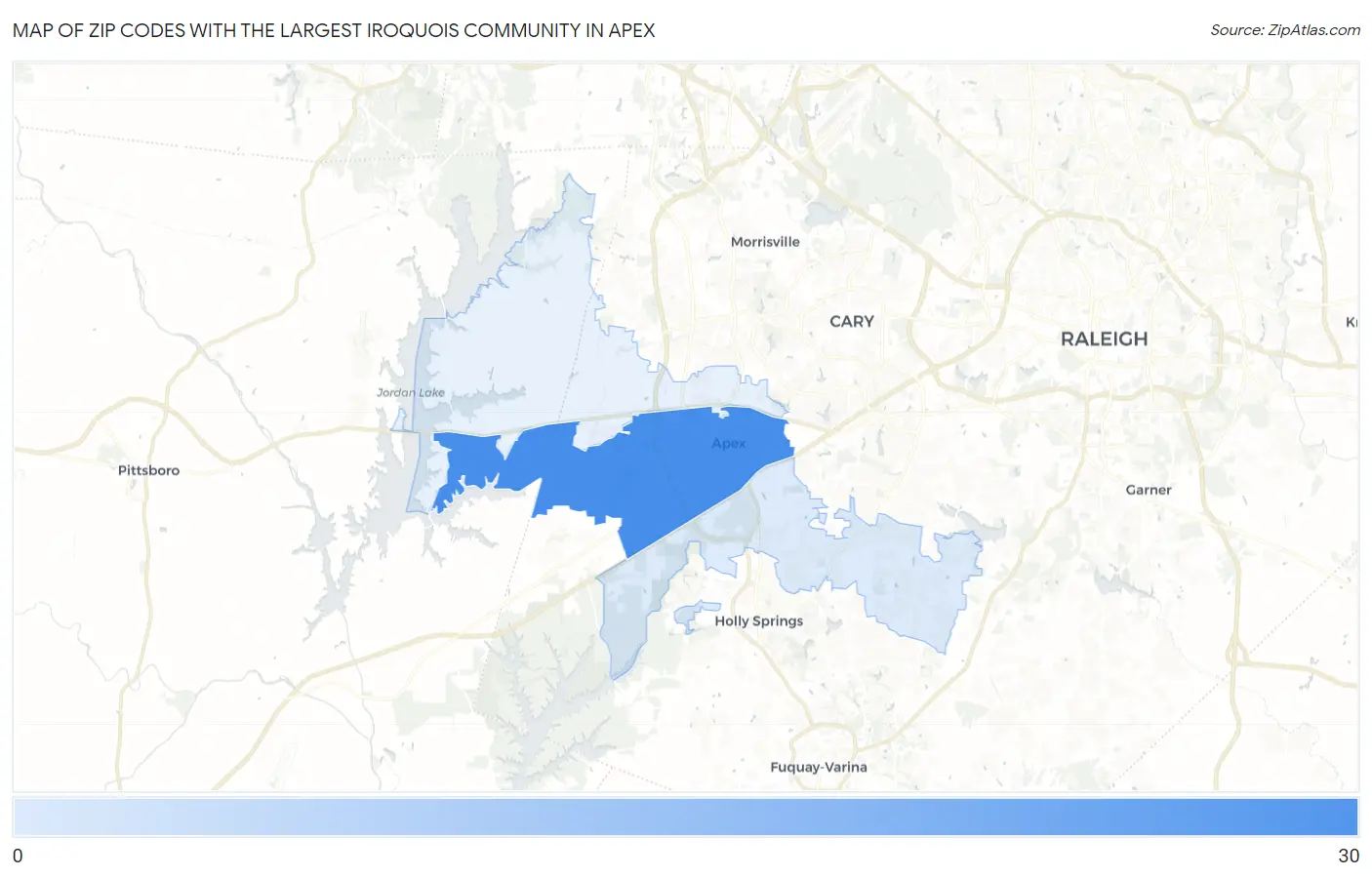 Zip Codes with the Largest Iroquois Community in Apex Map