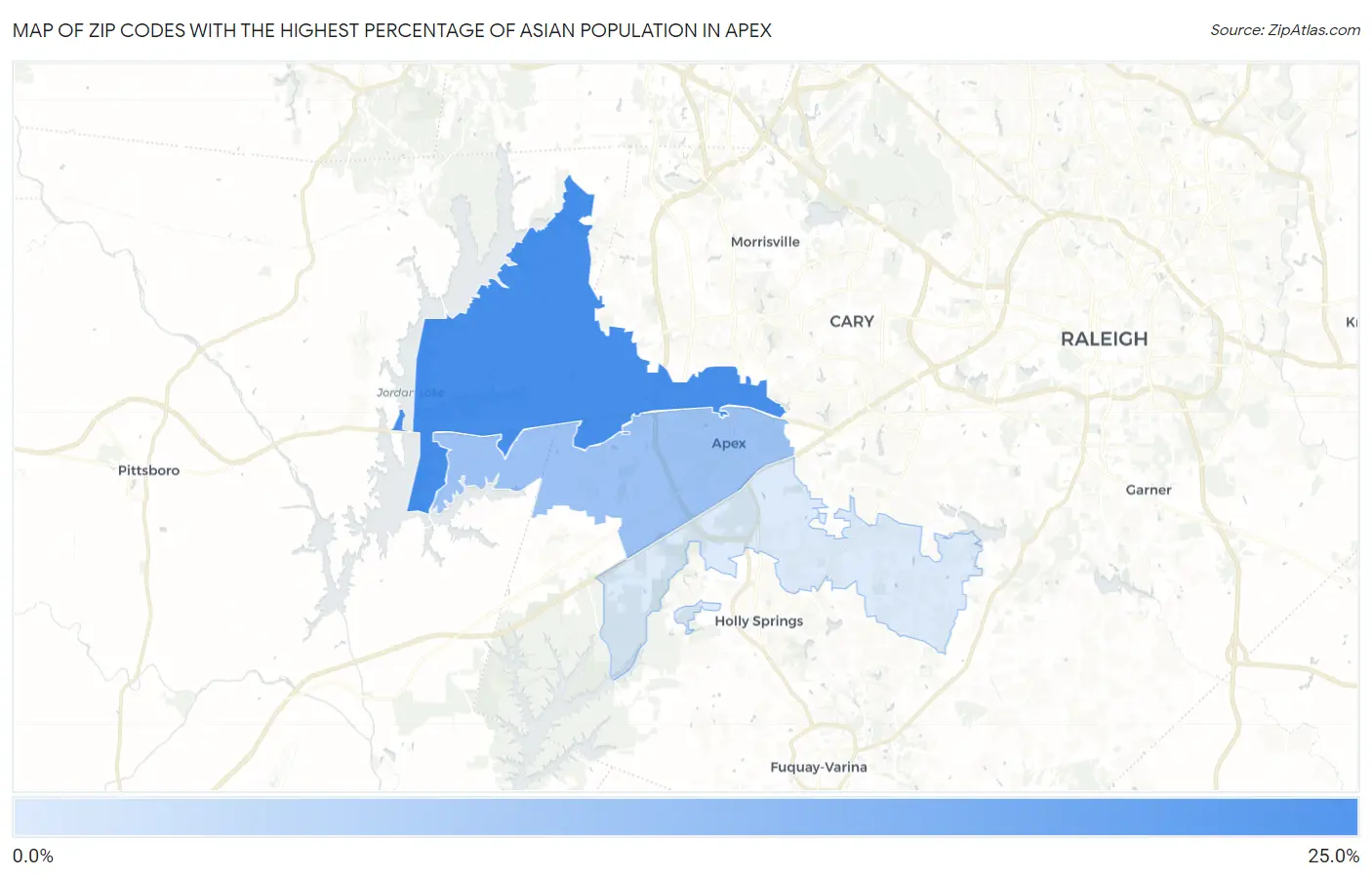 Zip Codes with the Highest Percentage of Asian Population in Apex Map