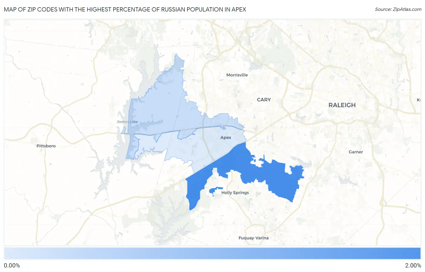 Zip Codes with the Highest Percentage of Russian Population in Apex Map