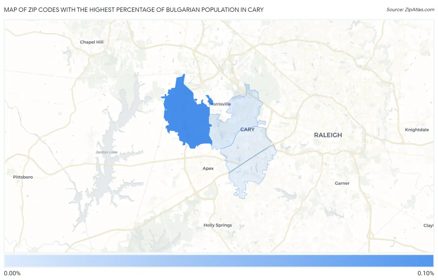 Zip Codes with the Highest Percentage of Bulgarian Population in Cary Map