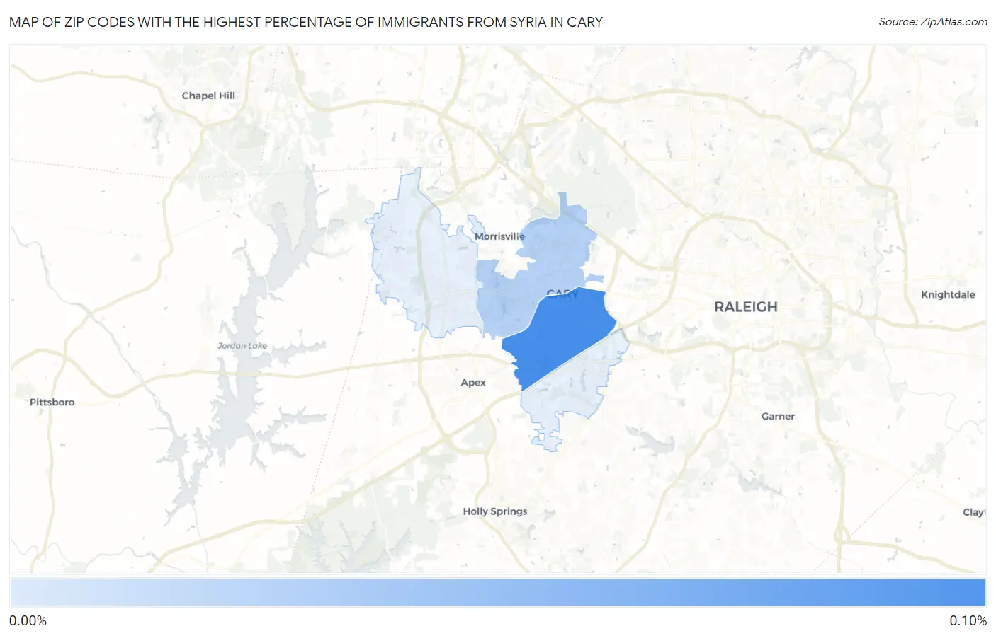 Zip Codes with the Highest Percentage of Immigrants from Syria in Cary Map