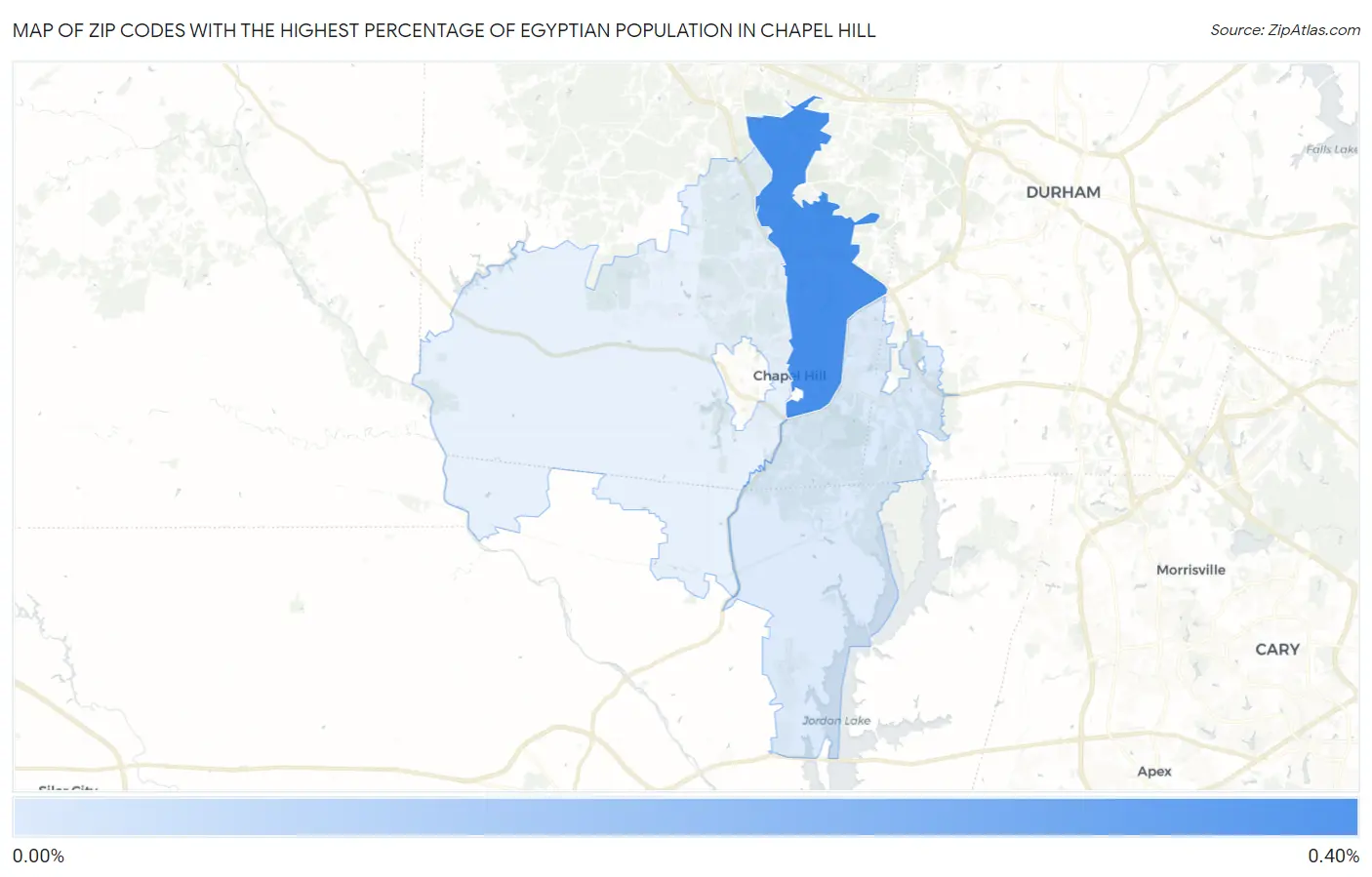 Zip Codes with the Highest Percentage of Egyptian Population in Chapel Hill Map
