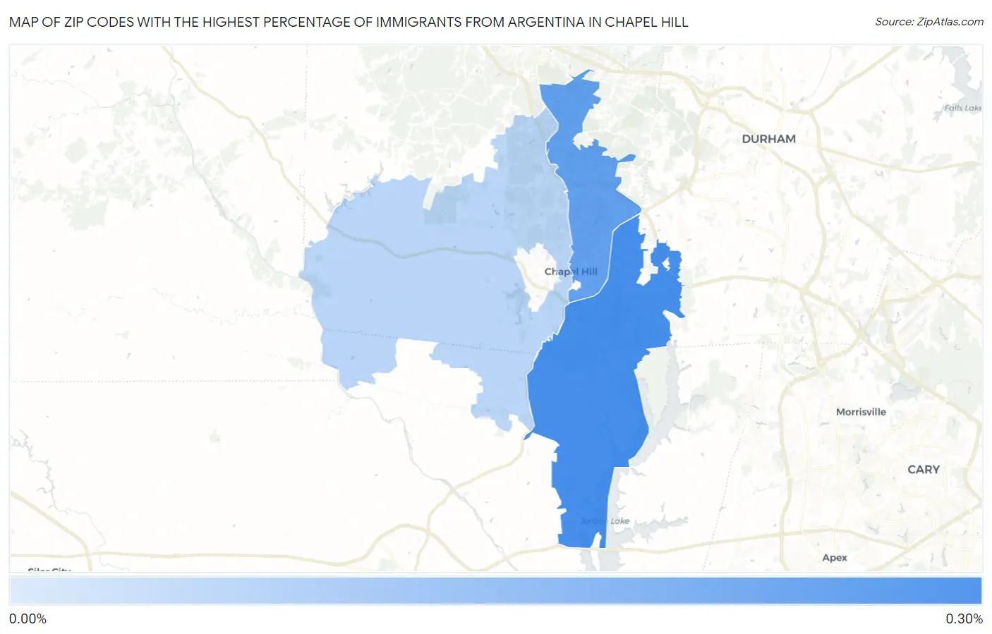 Zip Codes with the Highest Percentage of Immigrants from Argentina in Chapel Hill Map