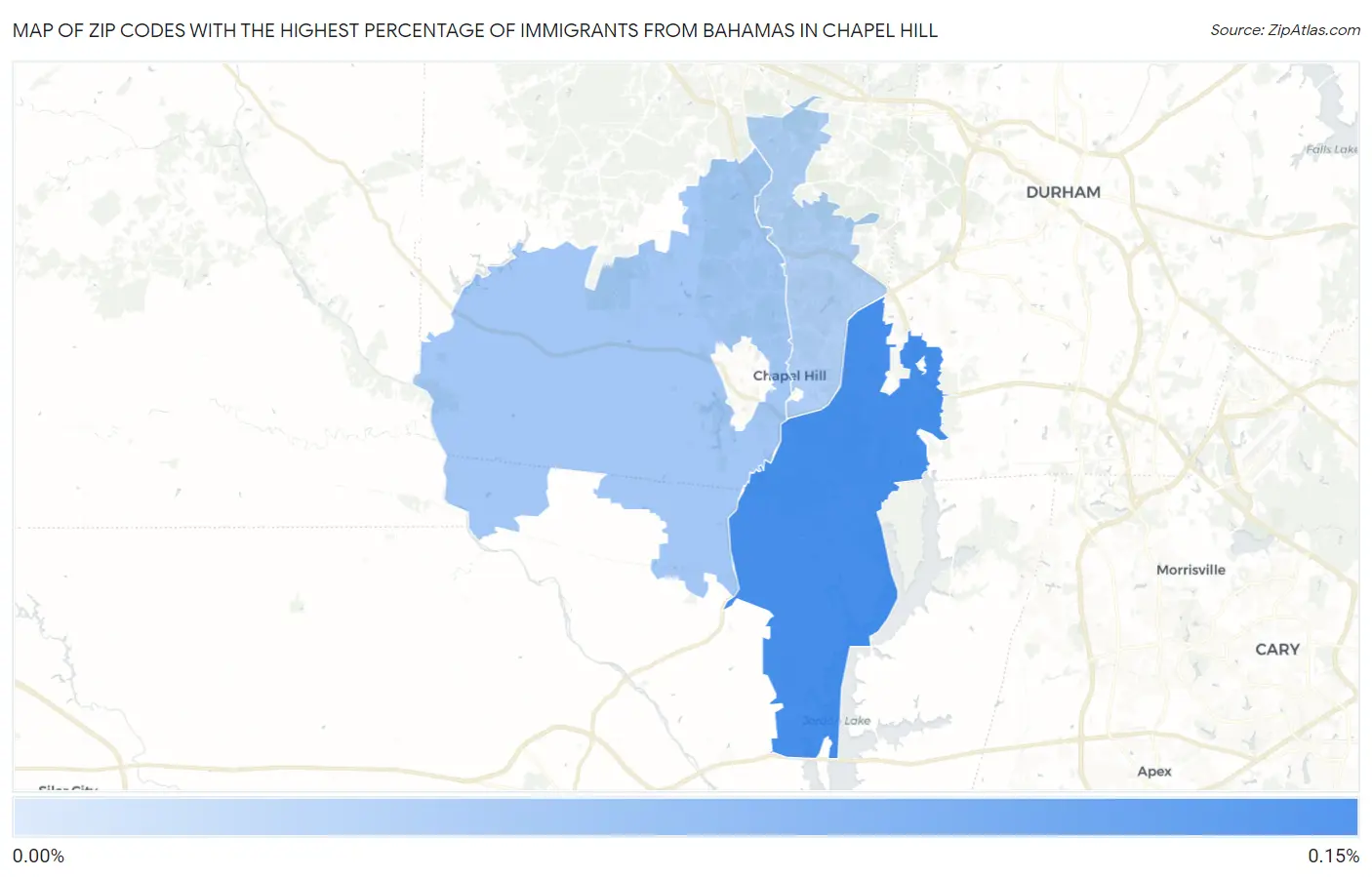 Zip Codes with the Highest Percentage of Immigrants from Bahamas in Chapel Hill Map