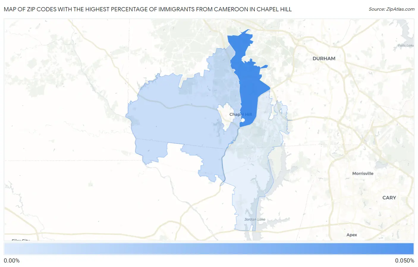 Zip Codes with the Highest Percentage of Immigrants from Cameroon in Chapel Hill Map