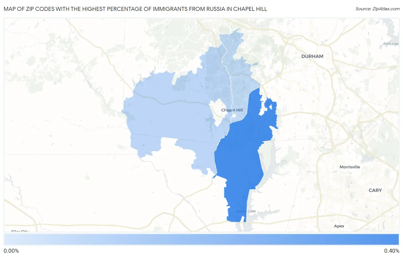 Zip Codes with the Highest Percentage of Immigrants from Russia in Chapel Hill Map