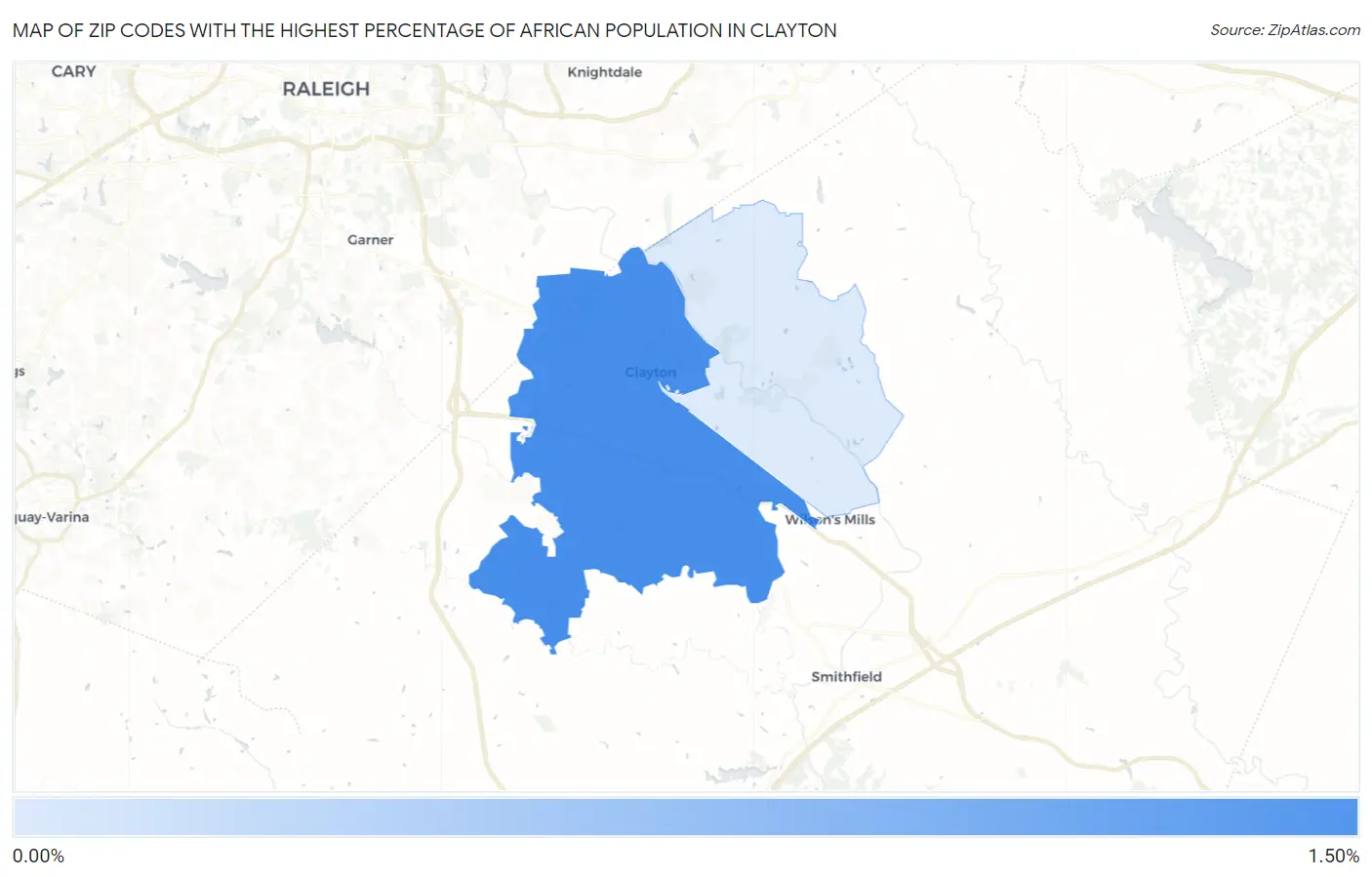Zip Codes with the Highest Percentage of African Population in Clayton Map