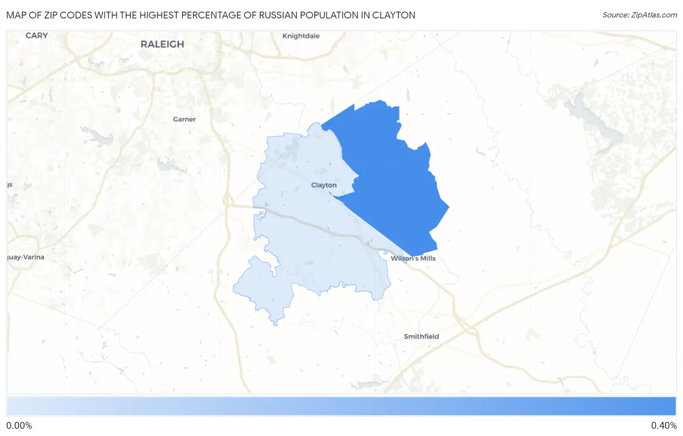 Zip Codes with the Highest Percentage of Russian Population in Clayton Map