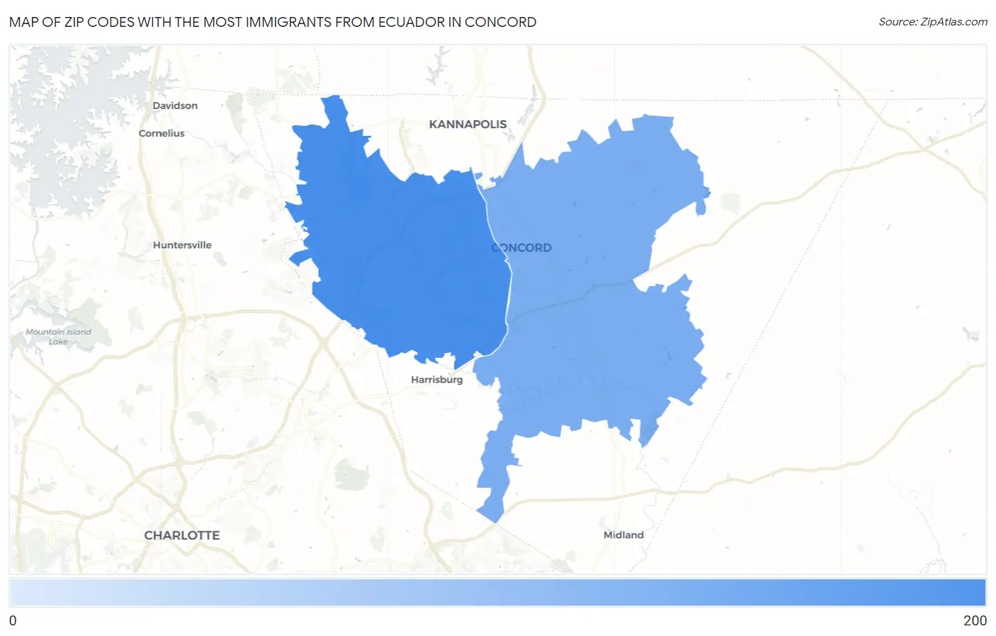 Zip Codes with the Most Immigrants from Ecuador in Concord Map