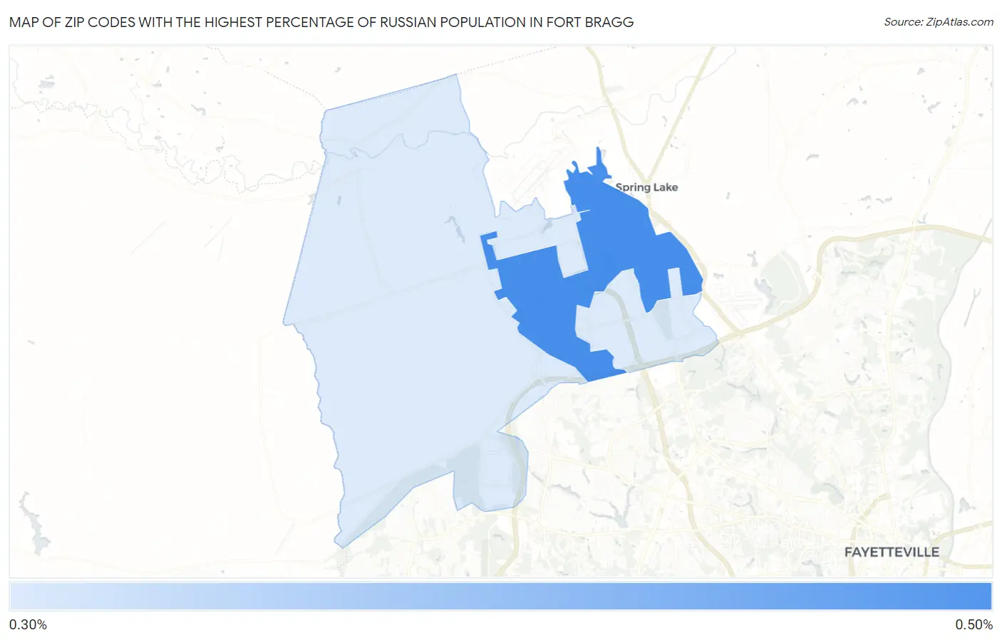 Zip Codes with the Highest Percentage of Russian Population in Fort Bragg Map