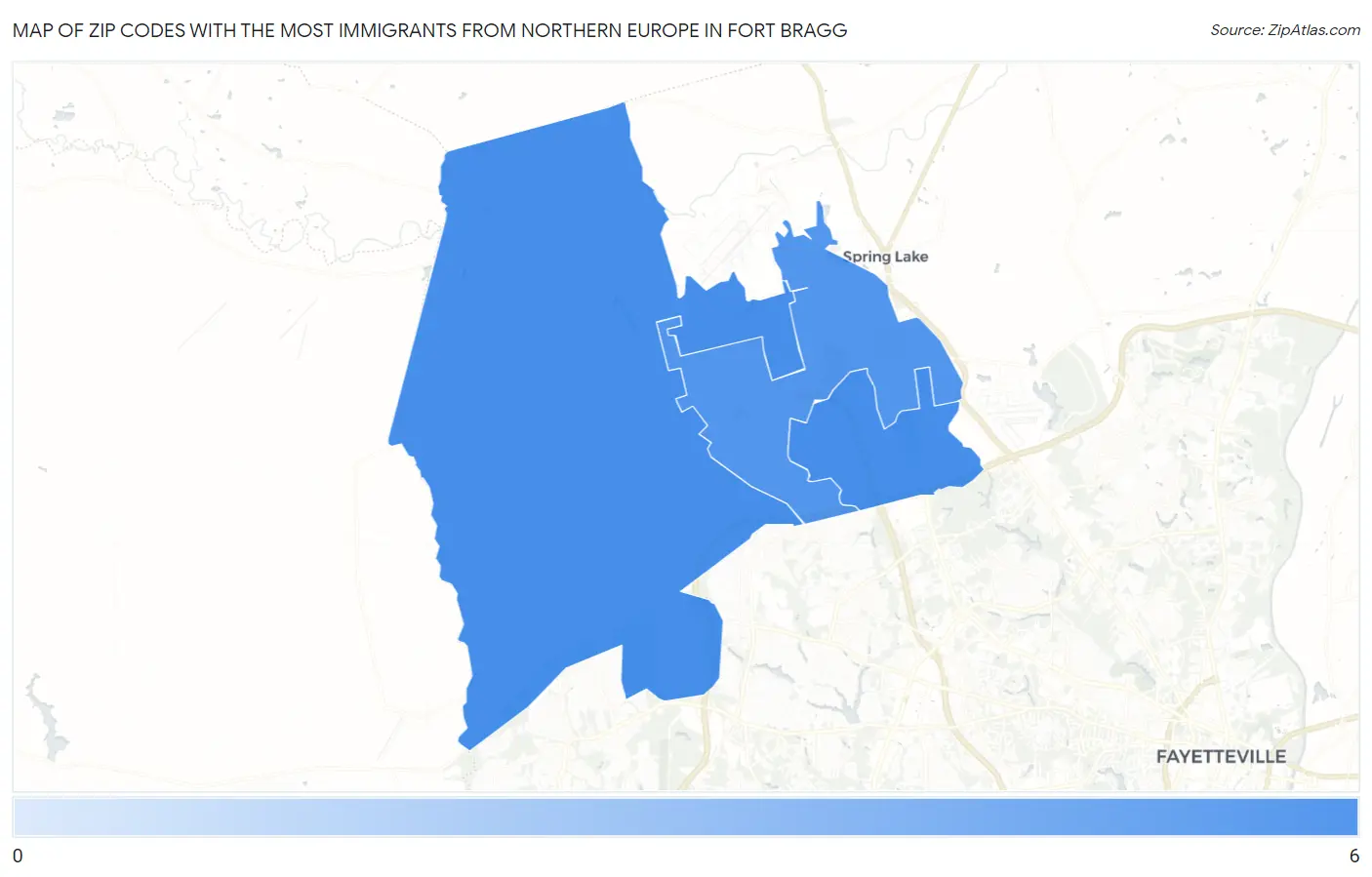 Zip Codes with the Most Immigrants from Northern Europe in Fort Bragg Map