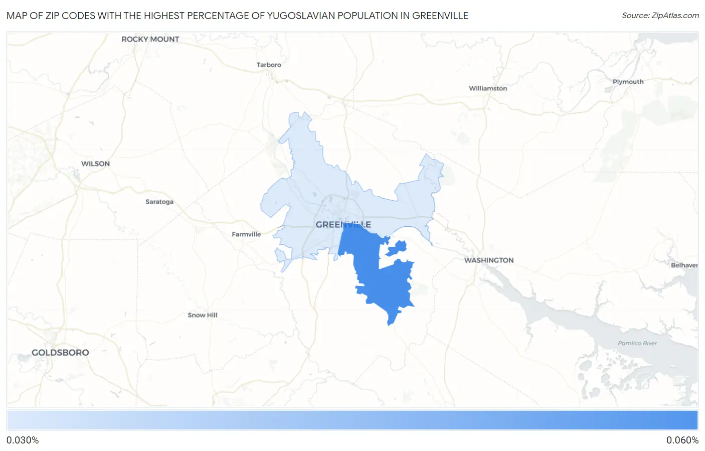 Zip Codes with the Highest Percentage of Yugoslavian Population in Greenville Map