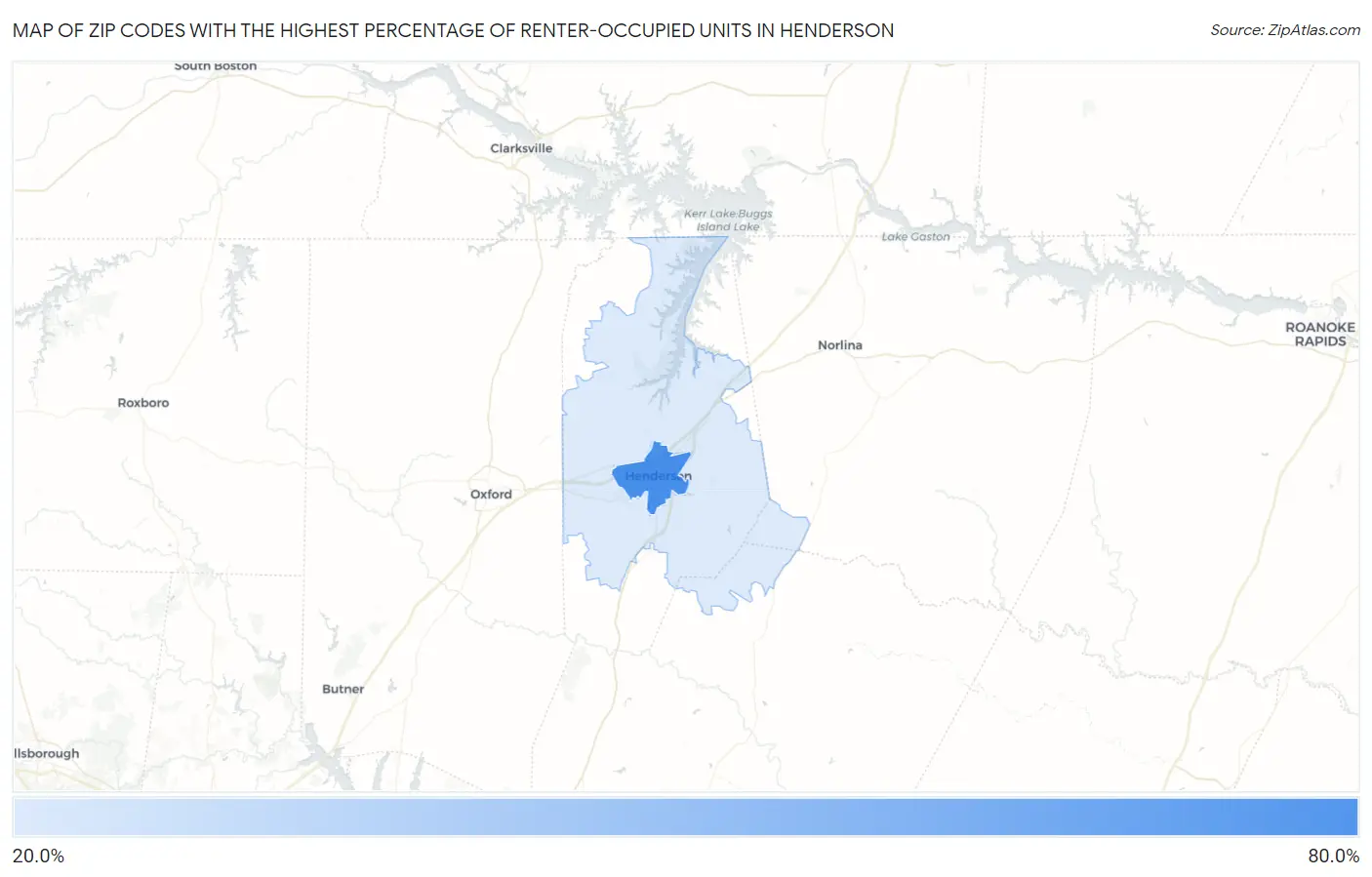 Zip Codes with the Highest Percentage of Renter-Occupied Units in Henderson Map