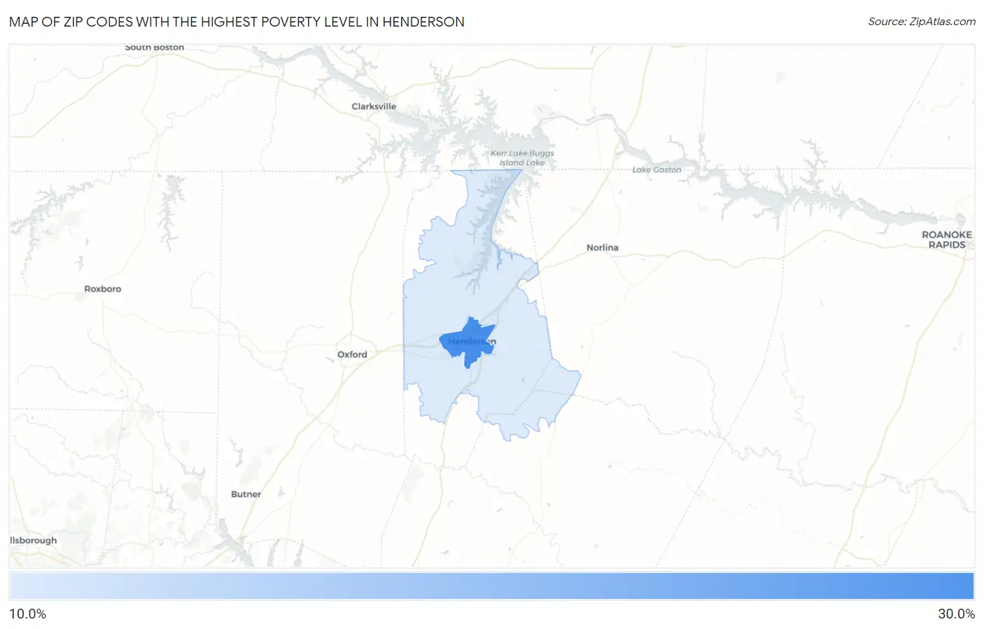 Zip Codes with the Highest Poverty Level in Henderson Map