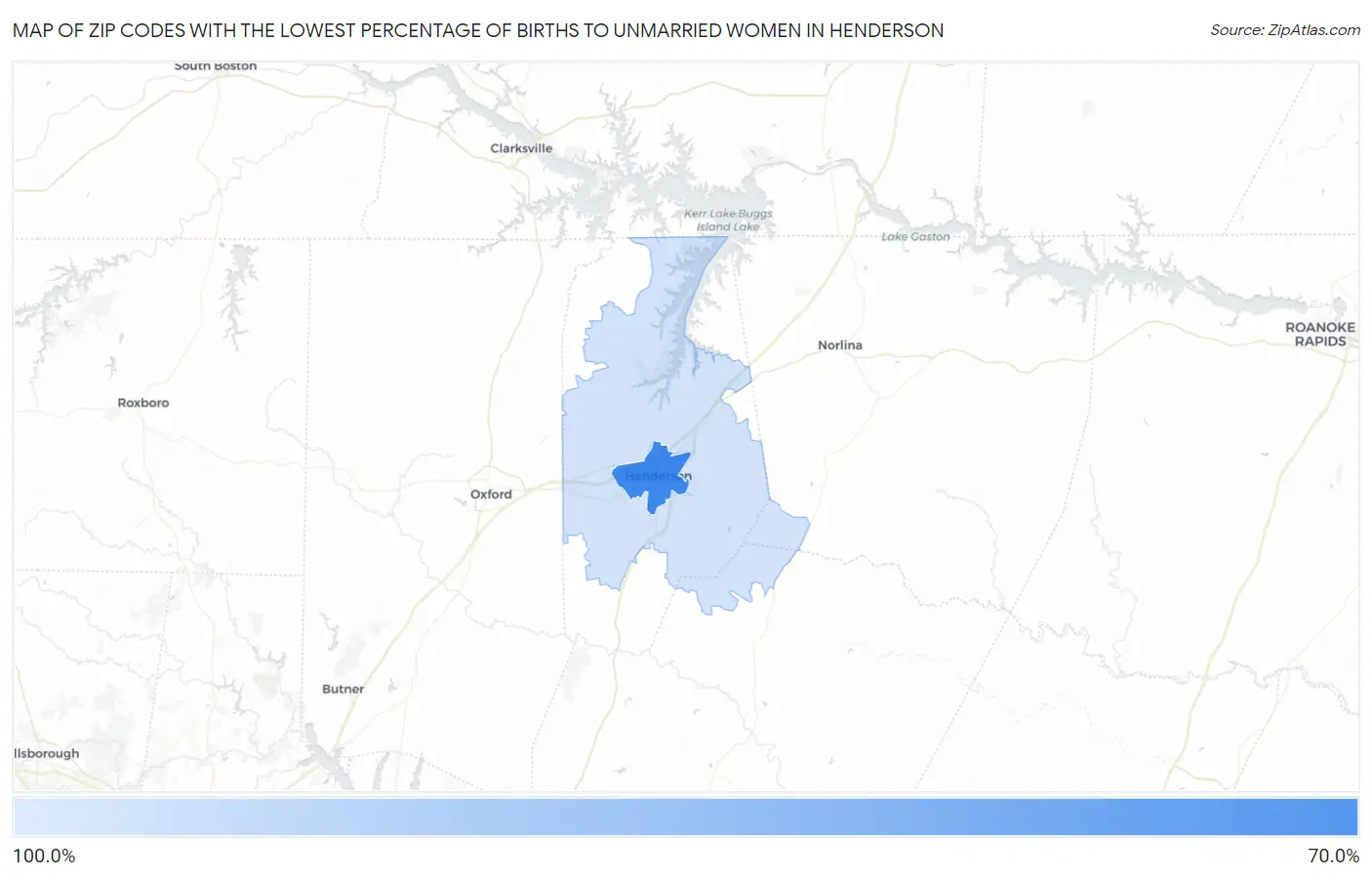 Zip Codes with the Lowest Percentage of Births to Unmarried Women in Henderson Map