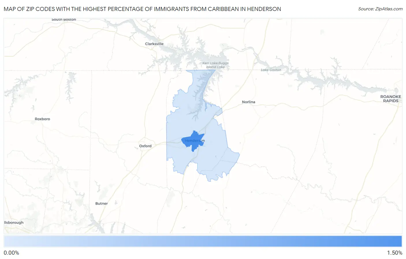 Zip Codes with the Highest Percentage of Immigrants from Caribbean in Henderson Map