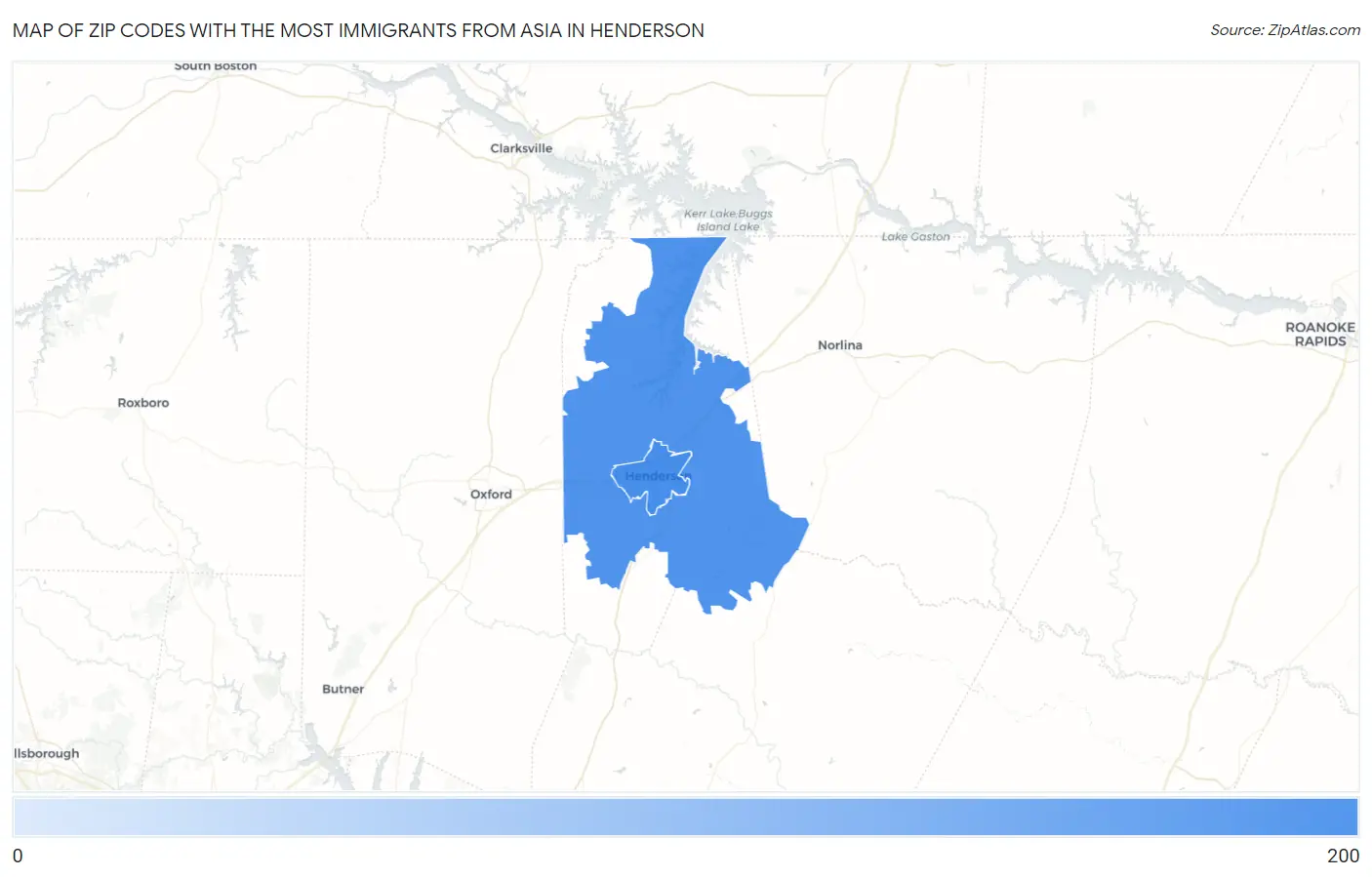 Zip Codes with the Most Immigrants from Asia in Henderson Map