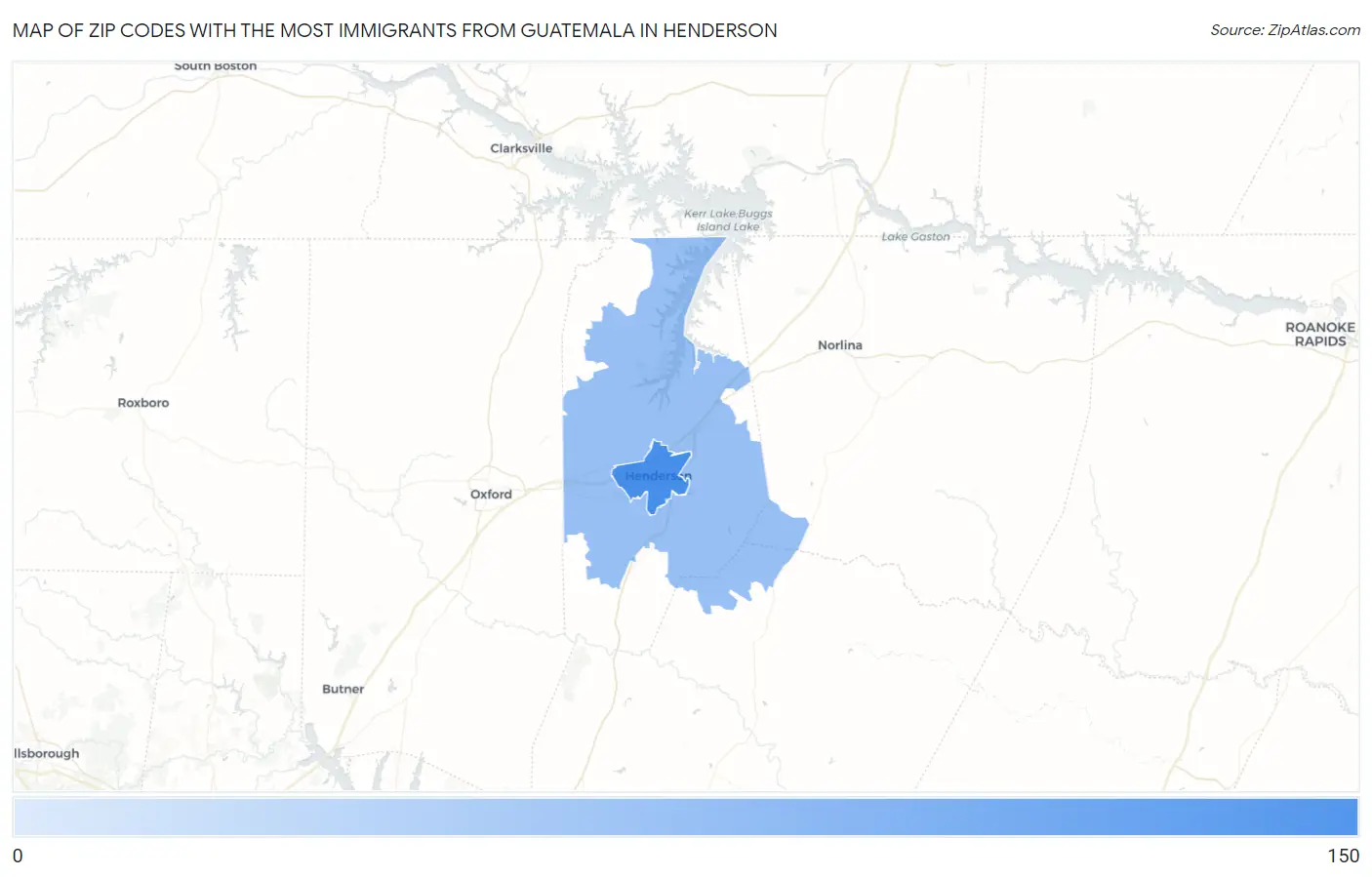 Zip Codes with the Most Immigrants from Guatemala in Henderson Map