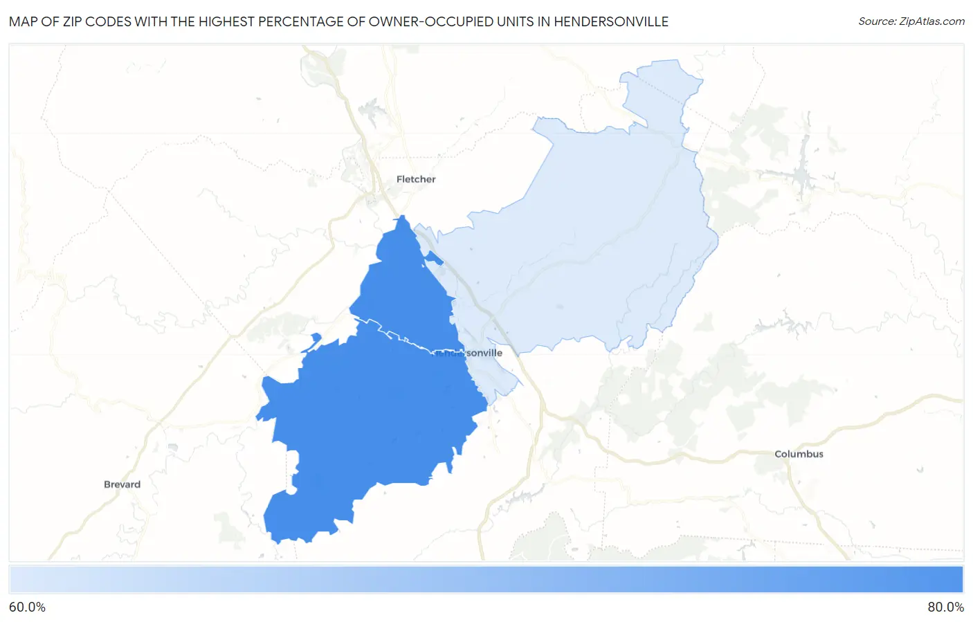 Zip Codes with the Highest Percentage of Owner-Occupied Units in Hendersonville Map