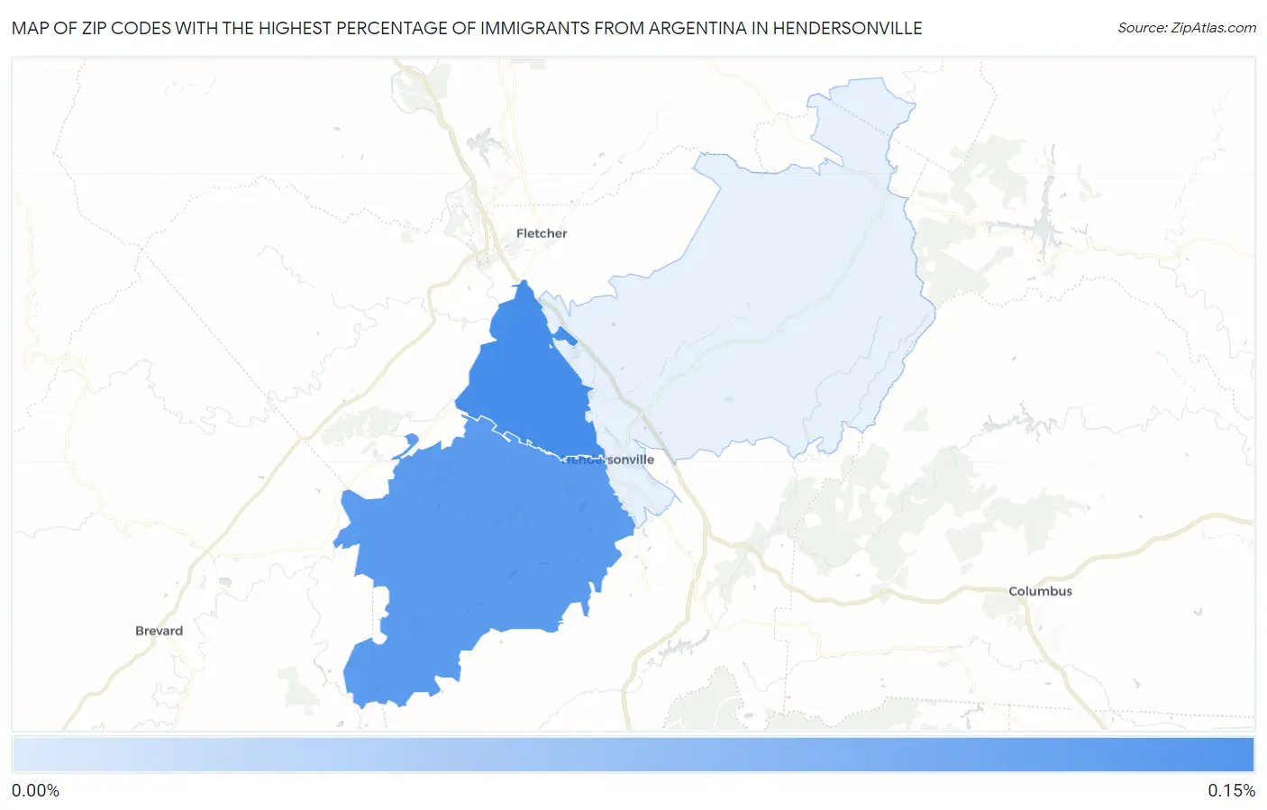 Zip Codes with the Highest Percentage of Immigrants from Argentina in Hendersonville Map