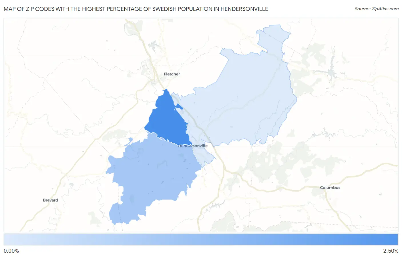 Zip Codes with the Highest Percentage of Swedish Population in Hendersonville Map