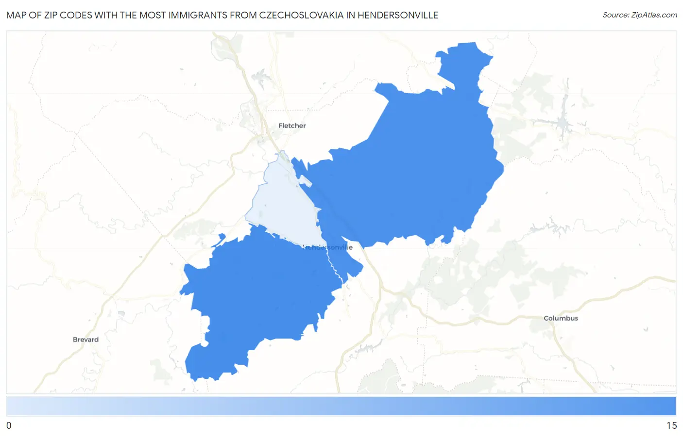 Zip Codes with the Most Immigrants from Czechoslovakia in Hendersonville Map