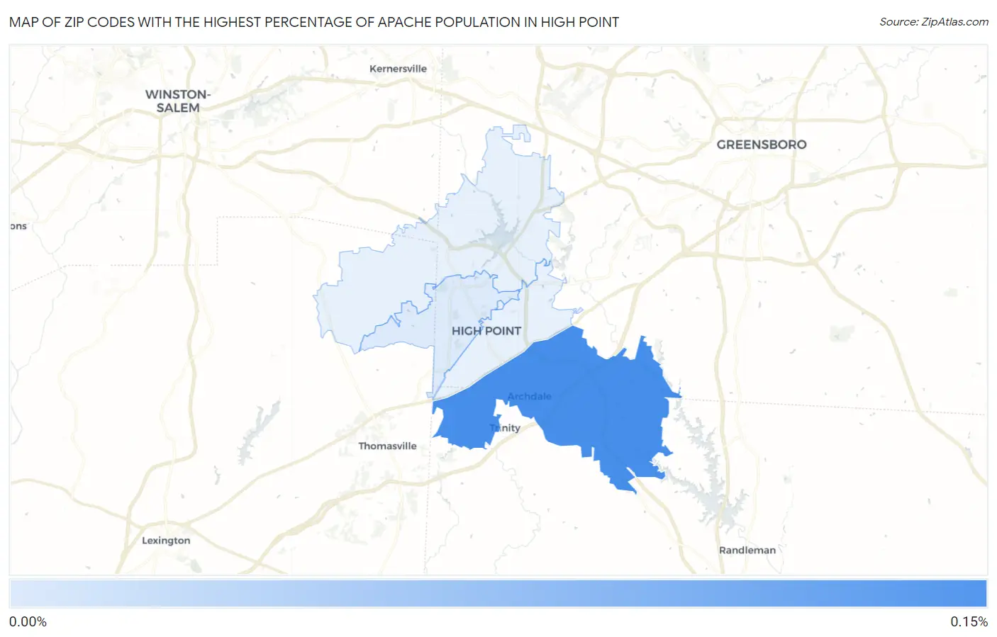 Zip Codes with the Highest Percentage of Apache Population in High Point Map