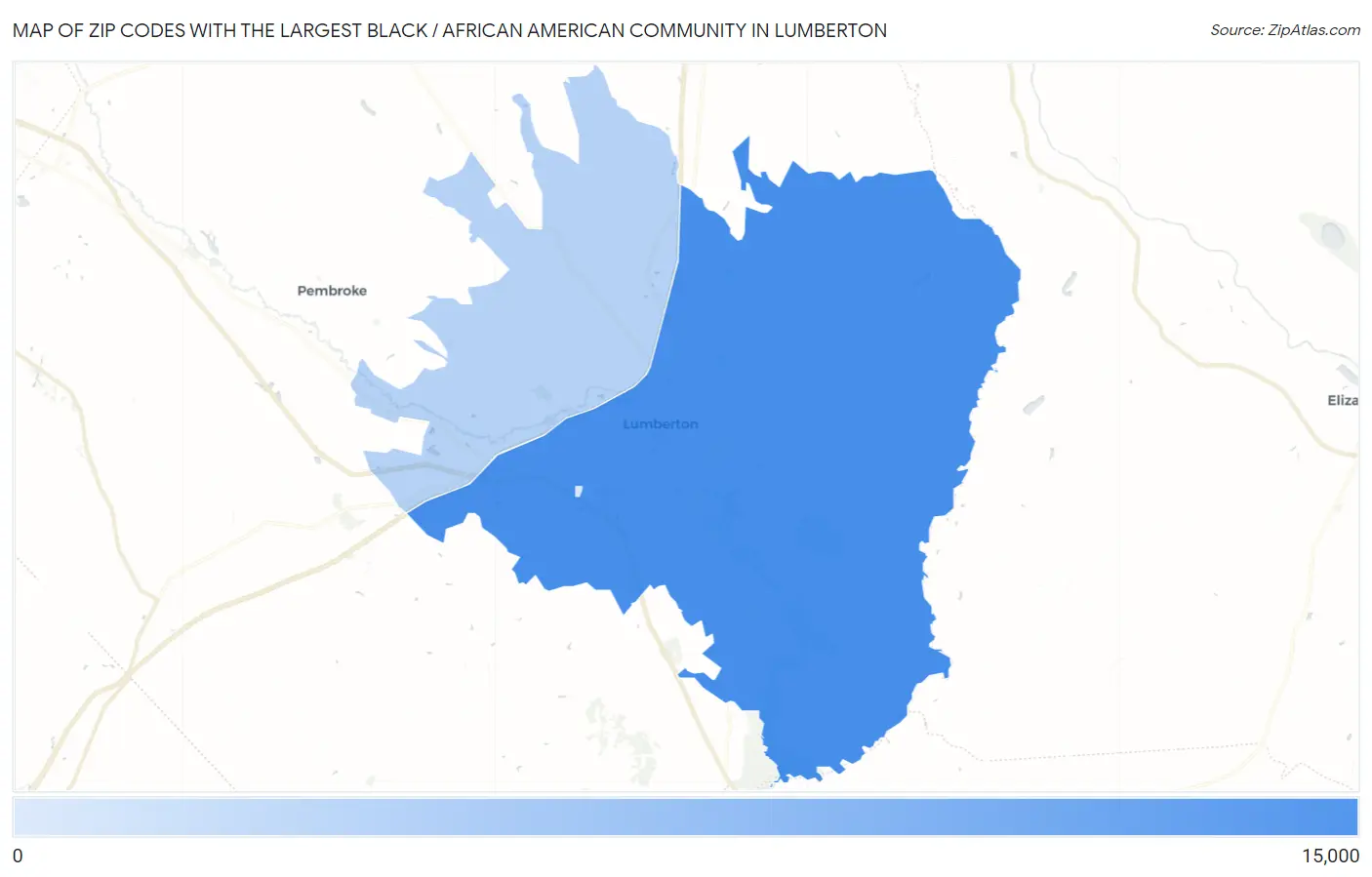 Zip Codes with the Largest Black / African American Community in Lumberton Map