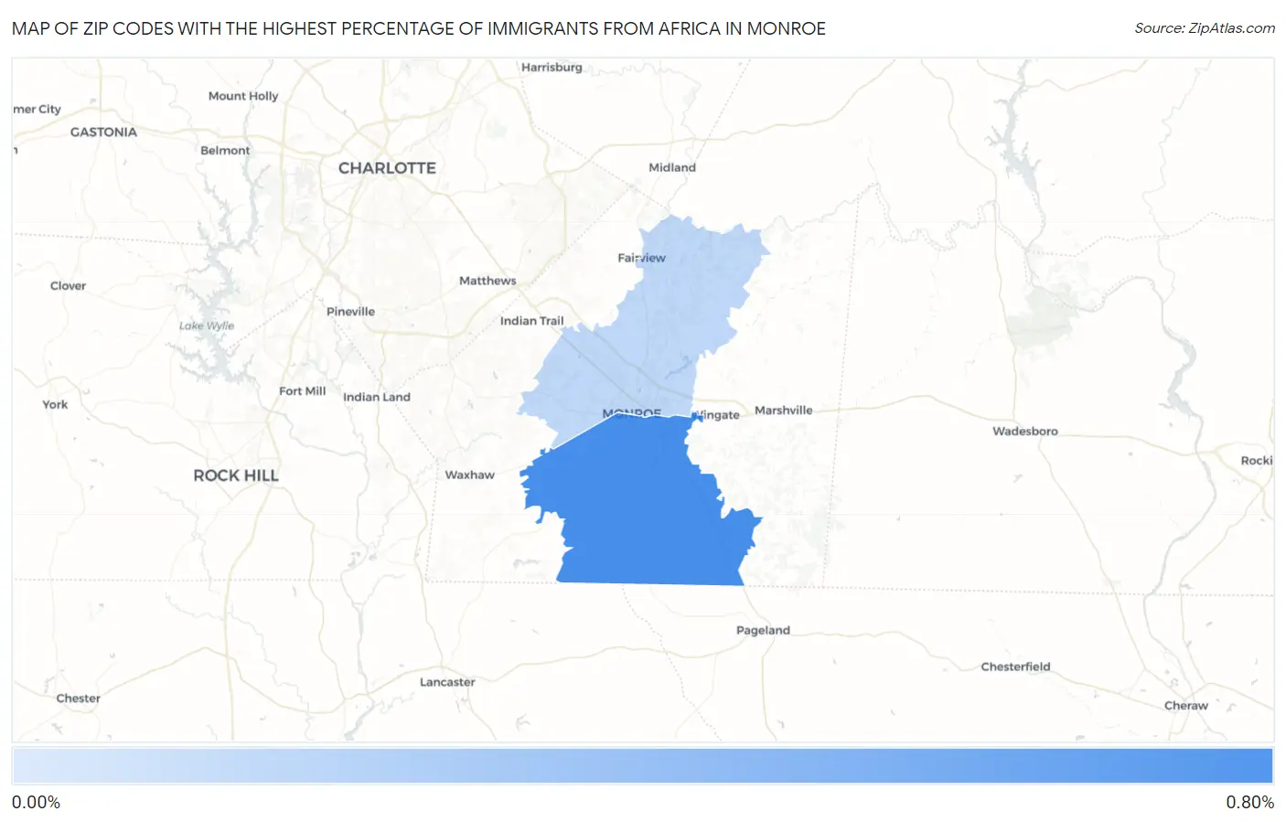 Zip Codes with the Highest Percentage of Immigrants from Africa in Monroe Map