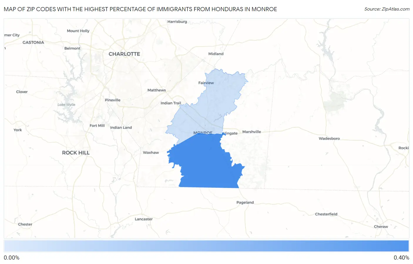 Zip Codes with the Highest Percentage of Immigrants from Honduras in Monroe Map