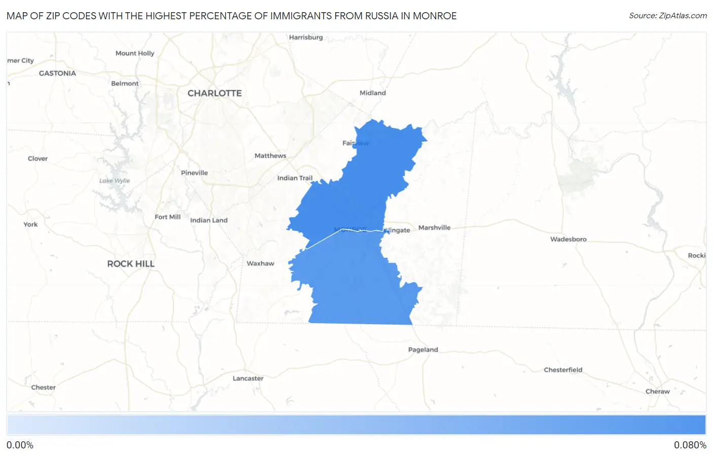 Zip Codes with the Highest Percentage of Immigrants from Russia in Monroe Map