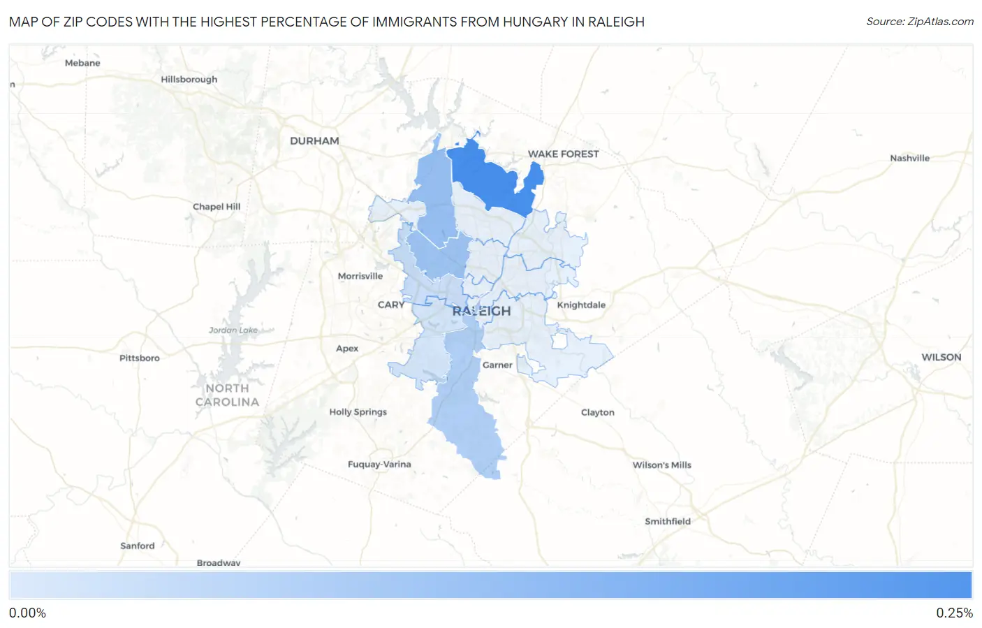 Zip Codes with the Highest Percentage of Immigrants from Hungary in Raleigh Map