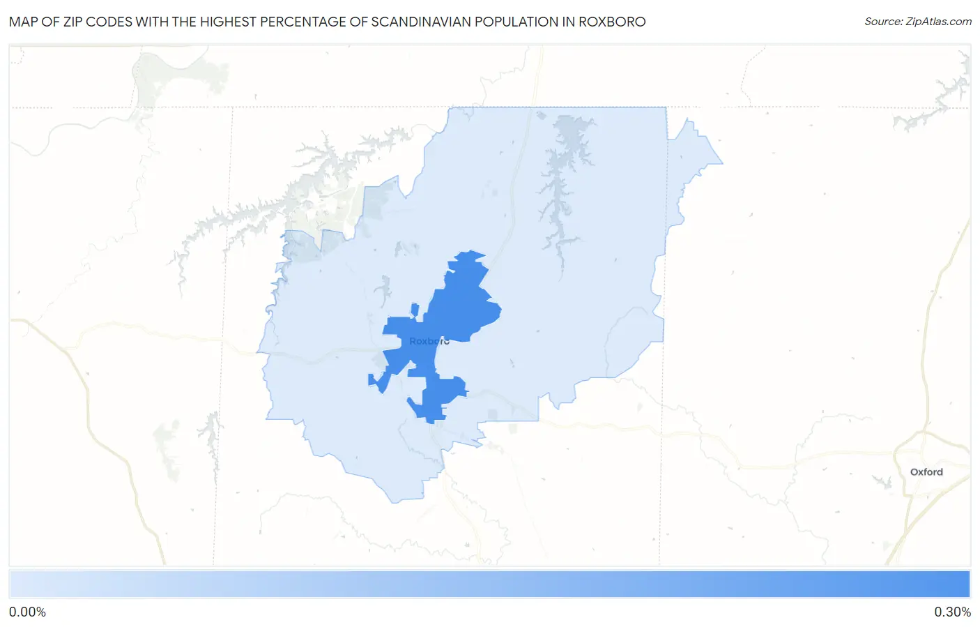 Zip Codes with the Highest Percentage of Scandinavian Population in Roxboro Map