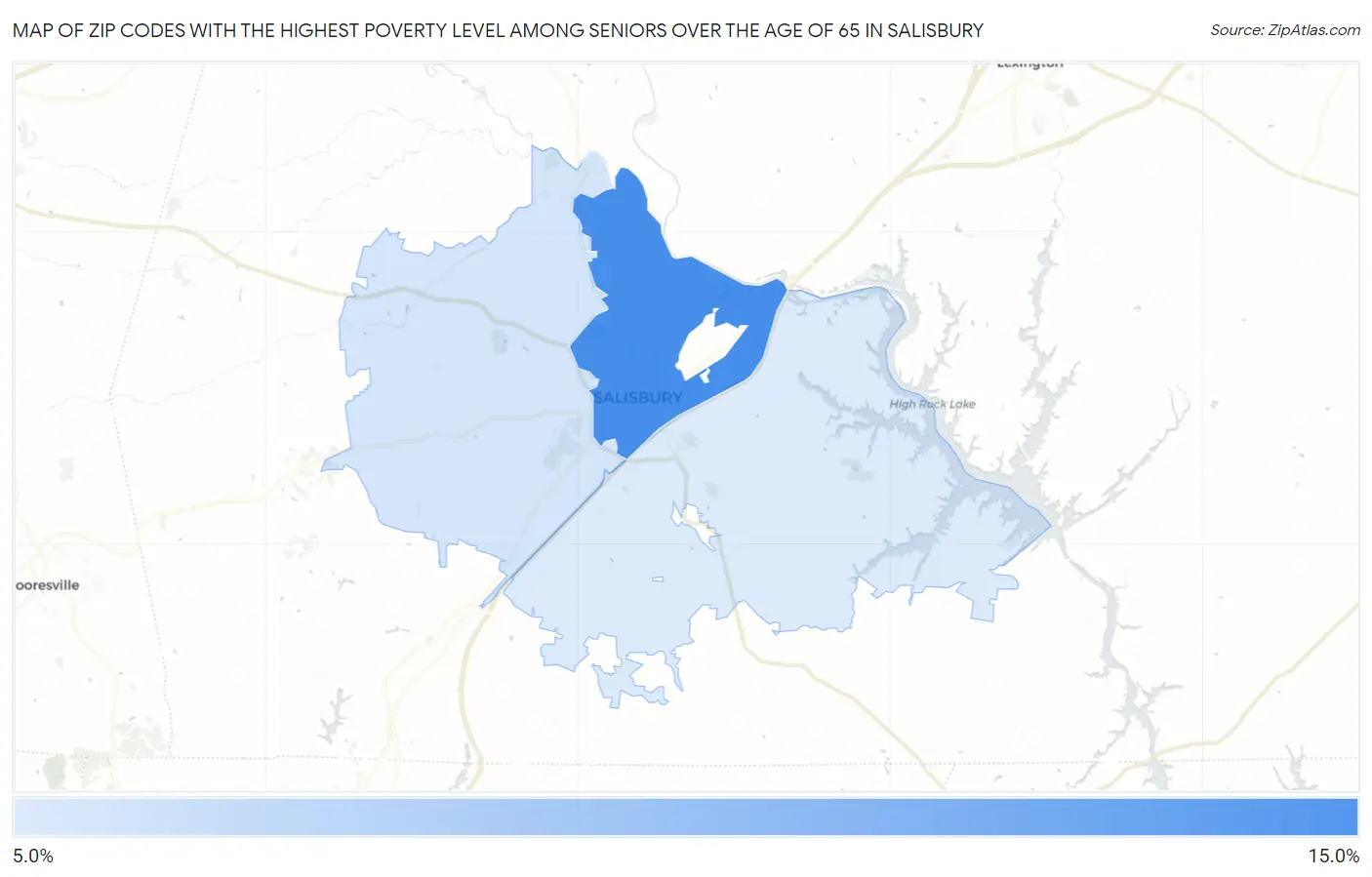 Zip Codes with the Highest Poverty Level Among Seniors Over the Age of 65 in Salisbury Map