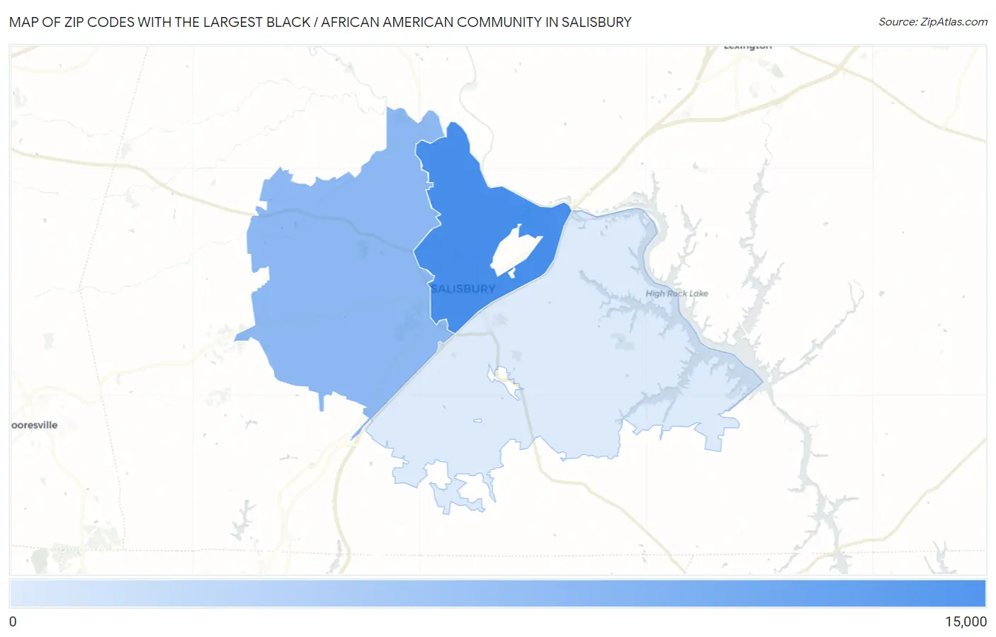 Zip Codes with the Largest Black / African American Community in Salisbury Map