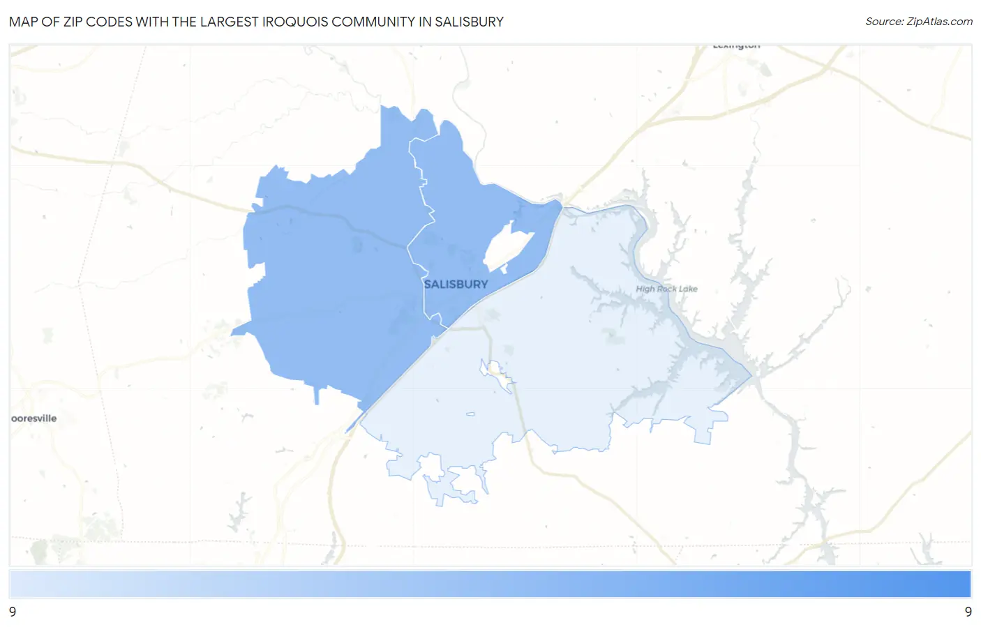 Zip Codes with the Largest Iroquois Community in Salisbury Map