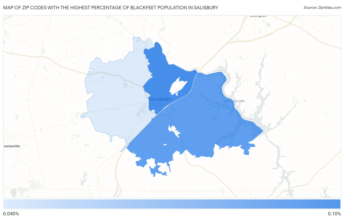 Zip Codes with the Highest Percentage of Blackfeet Population in Salisbury Map