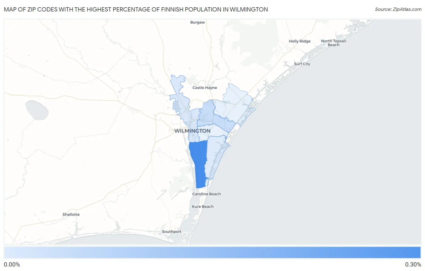 Zip Codes with the Highest Percentage of Finnish Population in Wilmington Map