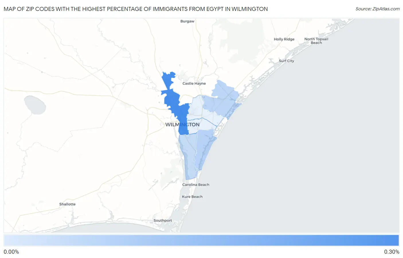 Zip Codes with the Highest Percentage of Immigrants from Egypt in Wilmington Map