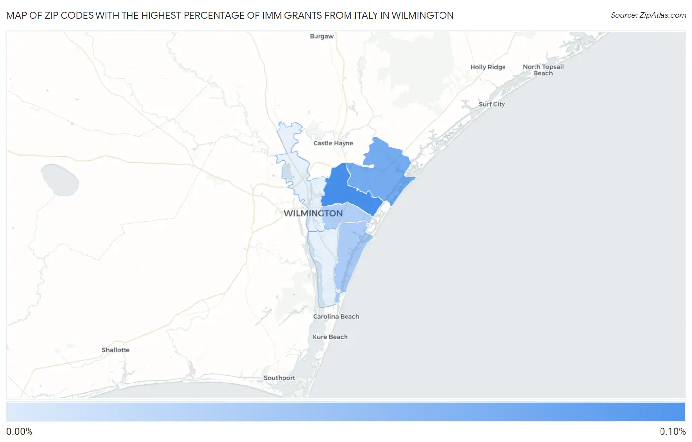 Zip Codes with the Highest Percentage of Immigrants from Italy in Wilmington Map