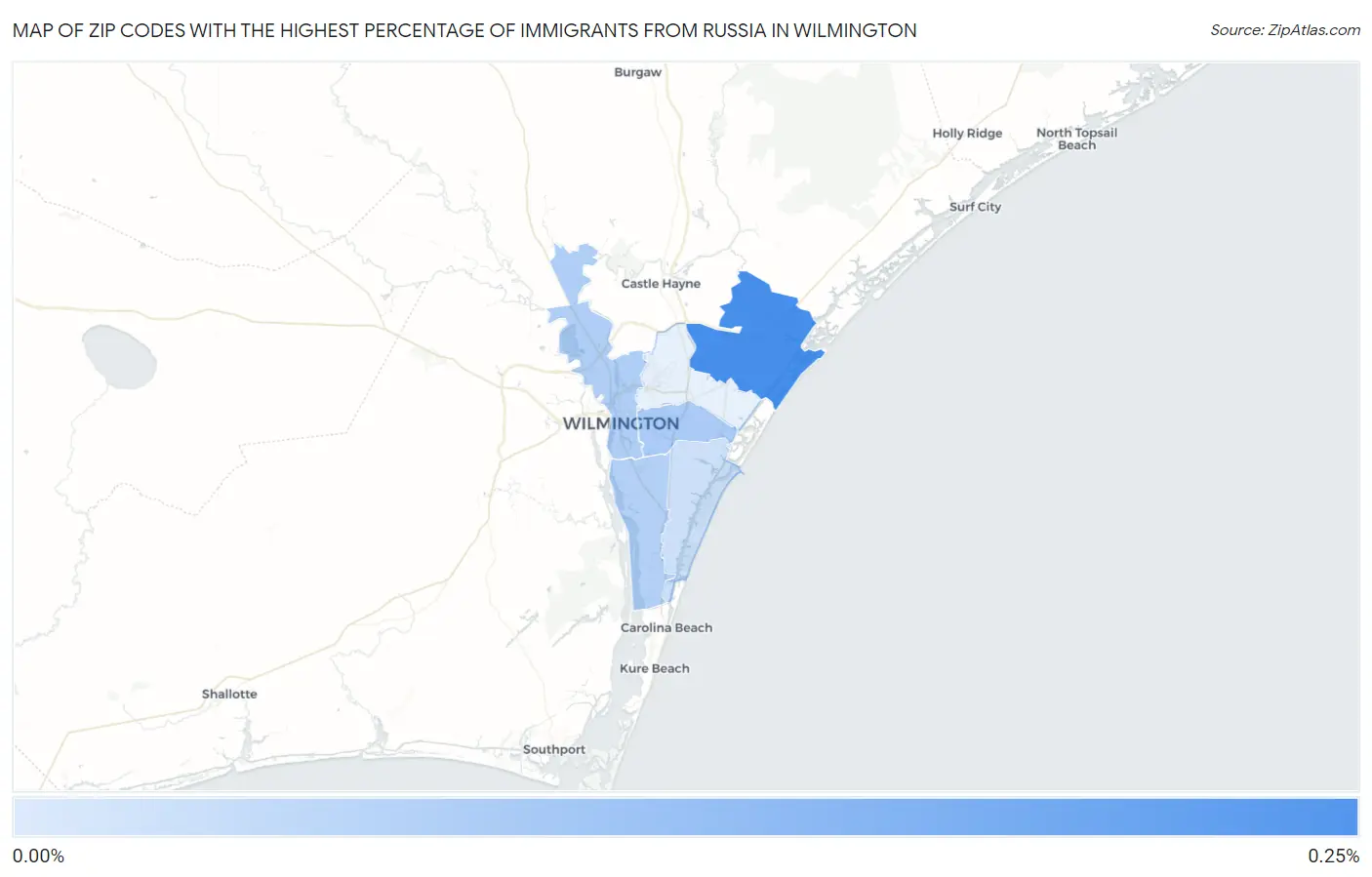 Zip Codes with the Highest Percentage of Immigrants from Russia in Wilmington Map